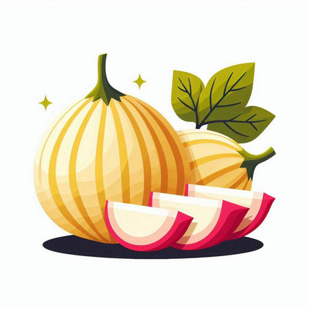 pumpkin and melon fruits on white background vector illustration designのイラスト素材