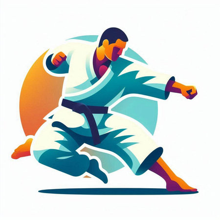 Illustration of a martial arts fighter. Vector illustration of a martial arts fighter.のイラスト素材
