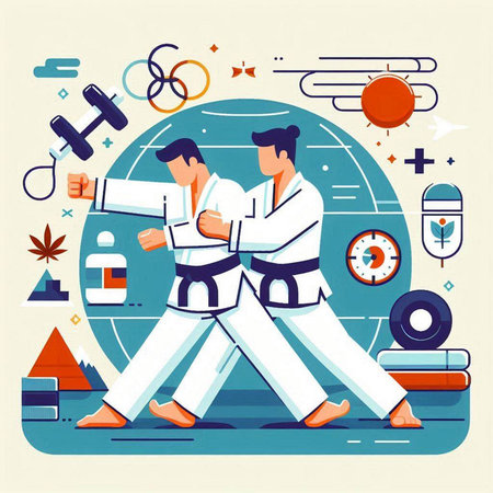 Tae Kwon Do or taekwondo vector illustration.のイラスト素材