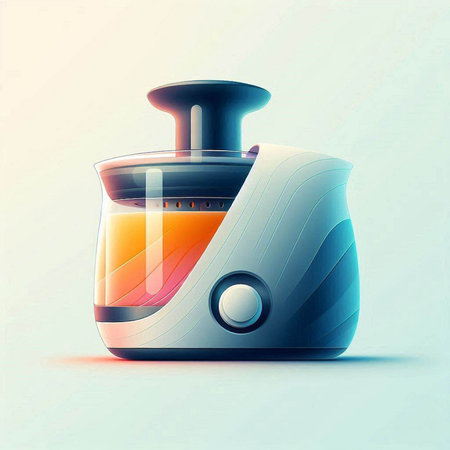 Modern electric juicer on a blue background. 3d illustration.のイラスト素材