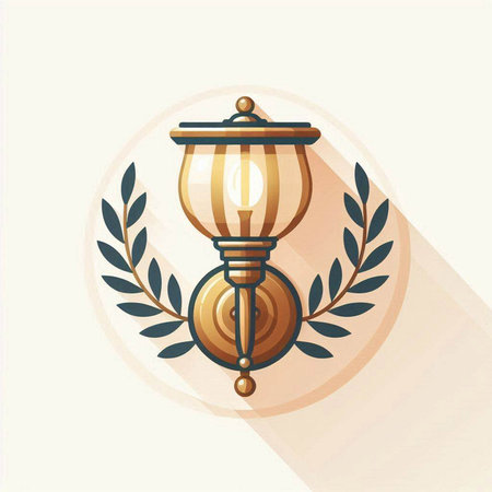Lantern icon with laurel wreath. Vector illustration.のイラスト素材