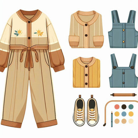 Vector set of clothes for children. Illustration in cartoon style.のイラスト素材