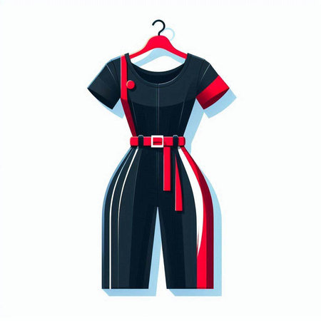 Fashionable woman dress on a hanger. Vector illustration.のイラスト素材