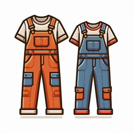 Set of clothes for work in the construction industry. Vector illustration.のイラスト素材