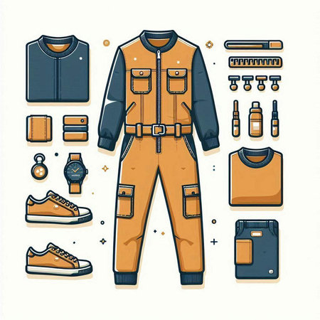 Vector illustration of a man's work clothes. Work clothes set.のイラスト素材