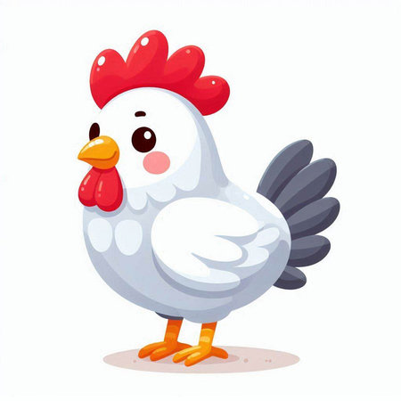 Cute chicken cartoon character isolated on white background. Vector illustration.のイラスト素材
