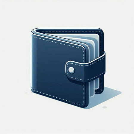 Illustration of a blue leather wallet isolated on a white background.のイラスト素材