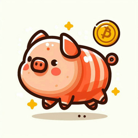Cute piggy bank with coin. Vector illustration in cartoon style.のイラスト素材