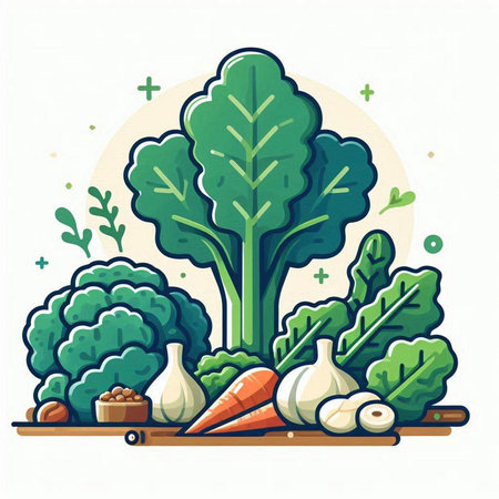 Vegetables in flat style. Vector illustration for your design.のイラスト素材