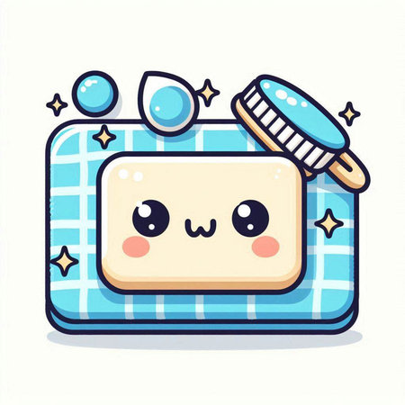 Cute kawaii soap. Vector illustration in cartoon style.のイラスト素材