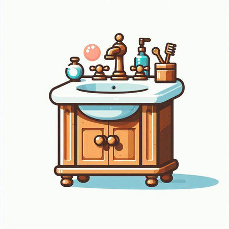 Furniture and utensils in cartoon style. Vector illustration.のイラスト素材