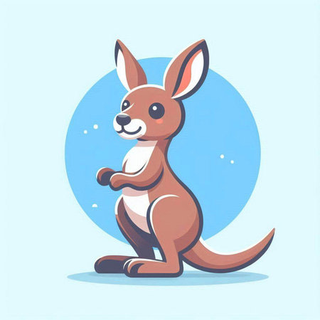 Kangaroo cartoon character. Vector illustration in a flat style.のイラスト素材