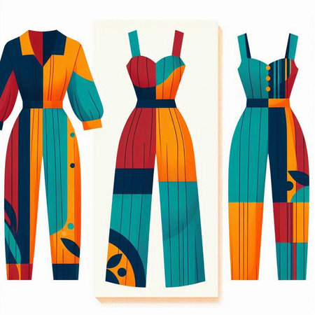 Fashionable women's dress in retro style. Vintage illustration.のイラスト素材