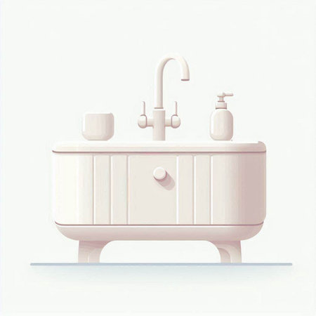 Bathroom interior with sink and faucet. Vector illustration.のイラスト素材