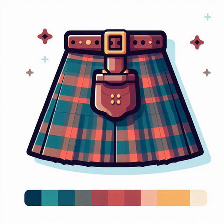 Scottish tartan kilt. Vector illustration on white background.のイラスト素材