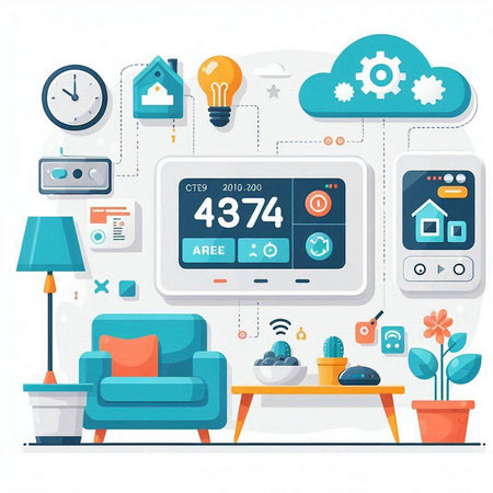 Flat design modern vector illustration concept of cloud computing, internet of things, smart home.のイラスト素材
