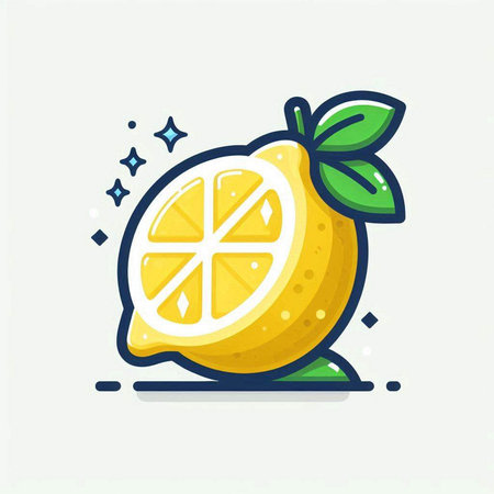 Lemon icon in flat line style. Vector illustration of citrus fruit.のイラスト素材