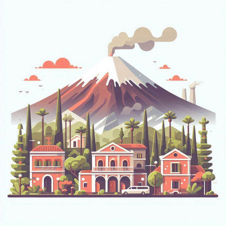 Mt. Fuji in Japan. Landscape with the image of the city. Vector illustrationのイラスト素材