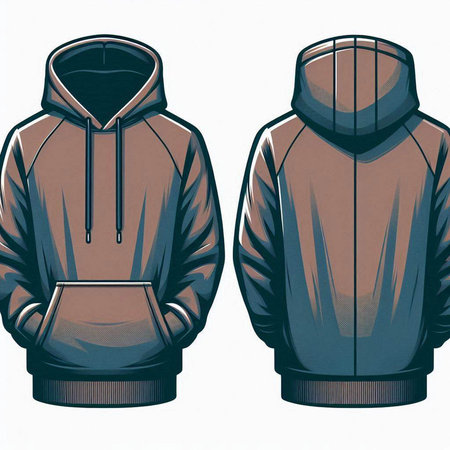 Illustration of a men's hoodie with a hood on a white backgroundのイラスト素材