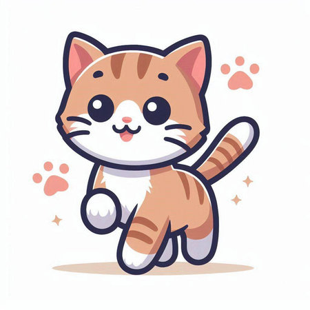 Cute cartoon cat vector illustration. Cute little cat character.のイラスト素材
