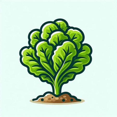 Vegetable vector illustration of a lettuce plant growing in the soilのイラスト素材