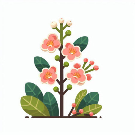 Flowering tree isolated on a white background. Vector illustration.のイラスト素材