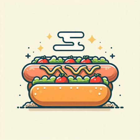 Hot dog vector icon, fast food illustration, hot dog vector iconのイラスト素材