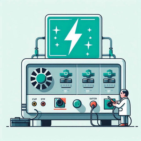 Illustration of an electric power meter with a man in the background.のイラスト素材