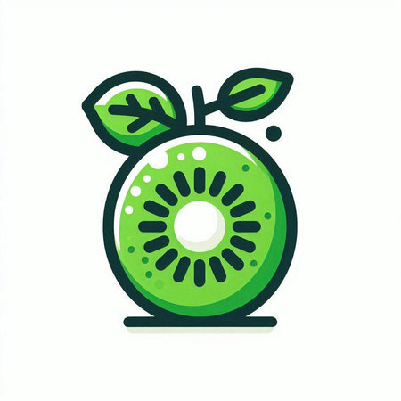 Kiwi fruit icon on white background. Hand drawn vector illustration.のイラスト素材