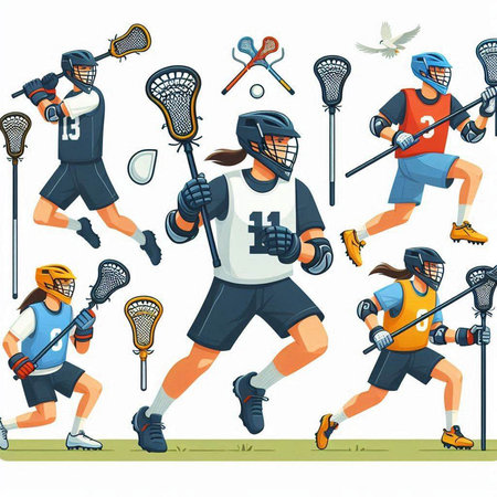 Seamless pattern with hockey players. Vector illustration in cartoon style.のイラスト素材