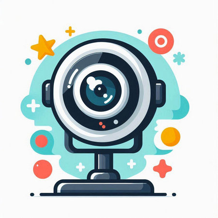 Vector illustration of web camera on white background. Flat style design.のイラスト素材