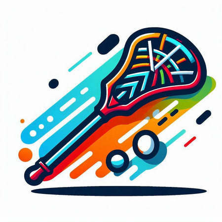 Tennis racket with ball on colorful abstract background. Vector illustration.のイラスト素材