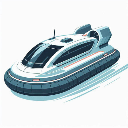 Vector illustration of futuristic speedboat on white background. Technology concept.のイラスト素材