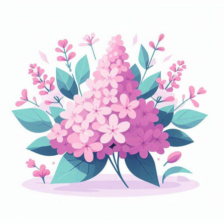 Bouquet of pink hydrangea flowers. Vector illustrationのイラスト素材