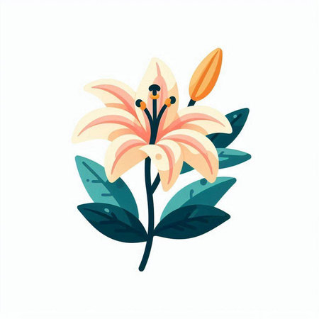 Flower on a white background. Vector illustration in a flat style.のイラスト素材