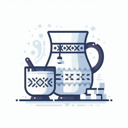 Coffee and tea set. Vector illustration in flat style.のイラスト素材