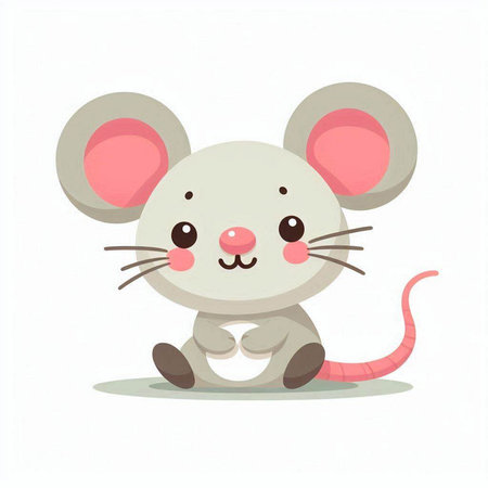 Cute cartoon mouse. Vector illustration isolated on a white background.のイラスト素材