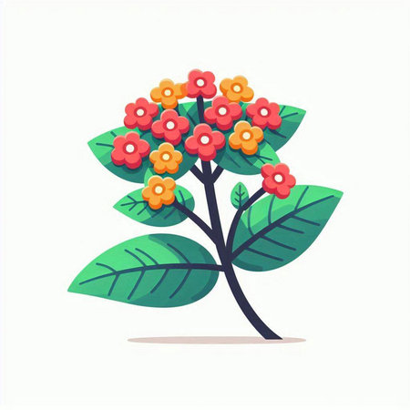 Flowering bush with yellow and orange flowers. Vector illustration.のイラスト素材