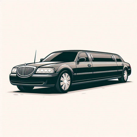 Vector illustration of a luxury limousine in a flat style.のイラスト素材