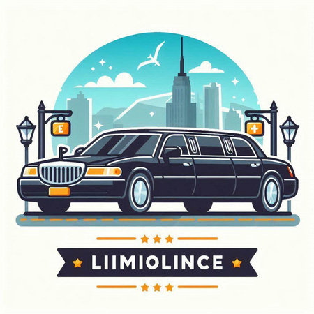 Luxury limousine. Vector illustration in flat style.のイラスト素材