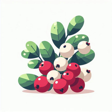 Mistletoe with red berries on white background. Vector illustration.のイラスト素材