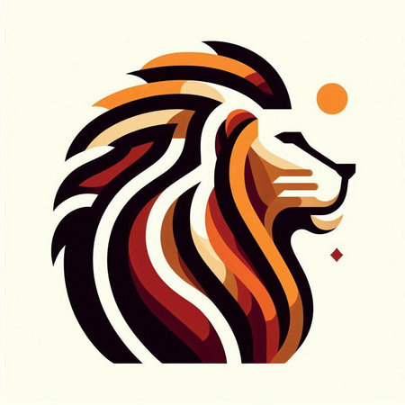 Lion head in abstract style. Vector illustration for your design.のイラスト素材