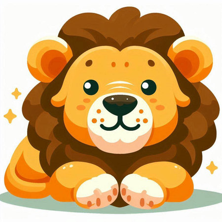 Illustration of a Cute Lion on a White Background - Vectorのイラスト素材