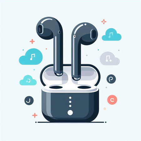 Modern flat design vector illustration concept of a pair of wireless headphones.のイラスト素材