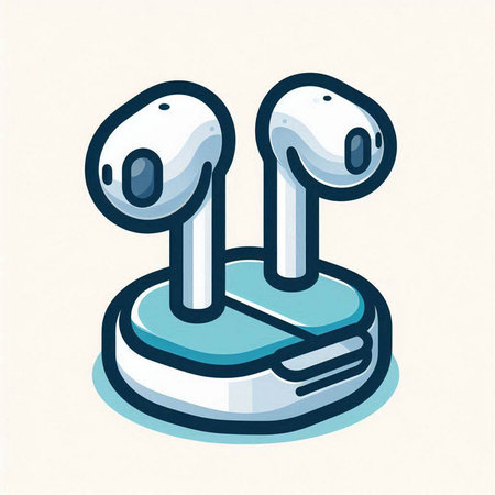 Wireless headphones for listening to music, vector illustration in cartoon styleのイラスト素材