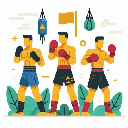 Flat design modern vector illustration concept of sport, boxing and healthy lifestyle.のイラスト素材