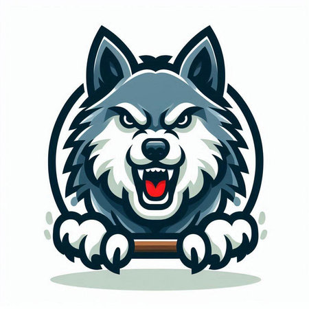 Wolf mascot logo design vector illustration. Suitable for use on web apps, mobile apps and print mediaのイラスト素材