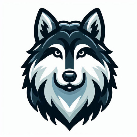 Illustration of a wolf head mascot isolated on a white background.のイラスト素材