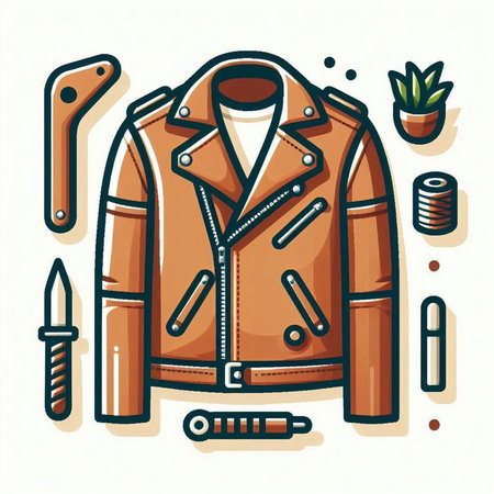 Vector illustration of a jacket and accessories for men in vintage style.のイラスト素材