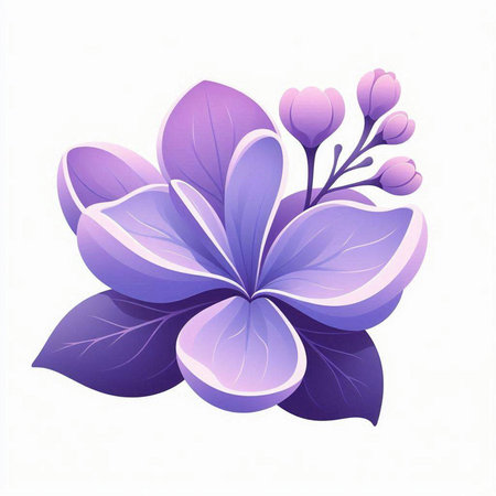 Beautiful vector illustration of purple flowers on white background. Floral design element.のイラスト素材